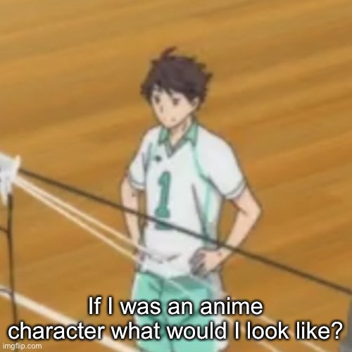 oikawa go BRRRRRRRRRr | If I was an anime character what would I look like? | image tagged in oikawa go brrrrrrrrrr | made w/ Imgflip meme maker