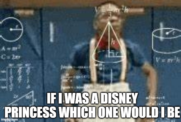 idek | IF I WAS A DISNEY PRINCESS WHICH ONE WOULD I BE | image tagged in idek | made w/ Imgflip meme maker