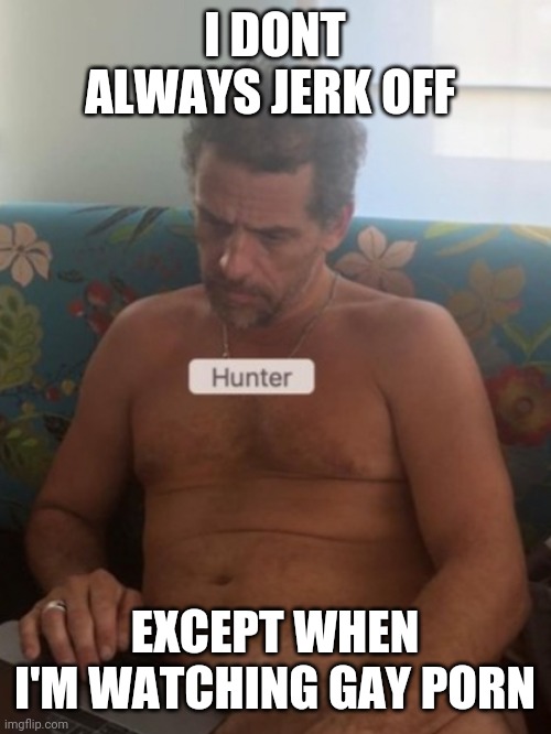 Hunter Biden | I DONT ALWAYS JERK OFF; EXCEPT WHEN I'M WATCHING GAY PORN | image tagged in biden,donald trump,china,pedophiles | made w/ Imgflip meme maker