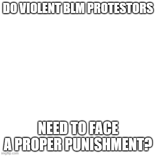 BLM | DO VIOLENT BLM PROTESTORS; NEED TO FACE A PROPER PUNISHMENT? | image tagged in memes,blank transparent square | made w/ Imgflip meme maker