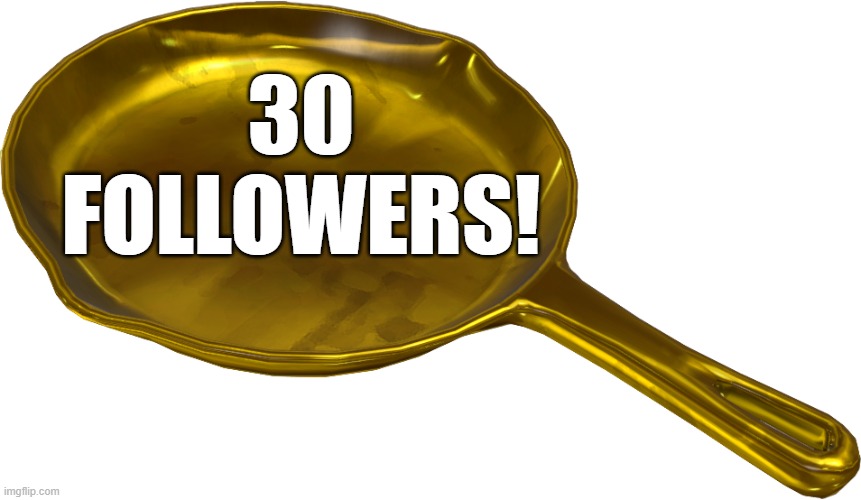 30 FOLLOWERS! | 30 FOLLOWERS! | image tagged in followers,golden pan,pan,stream,congratulations | made w/ Imgflip meme maker