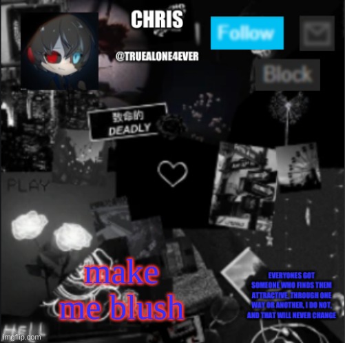 im probably gonna blush this time *refills popcorn* | make me blush | image tagged in chris announcement | made w/ Imgflip meme maker