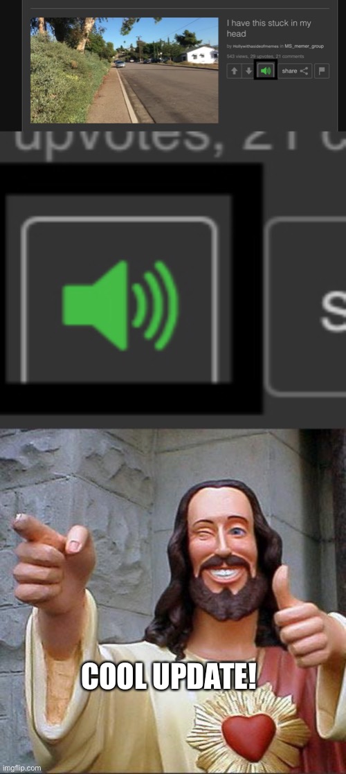 i like this update! | COOL UPDATE! | image tagged in memes,buddy christ,funnt,funny memes | made w/ Imgflip meme maker