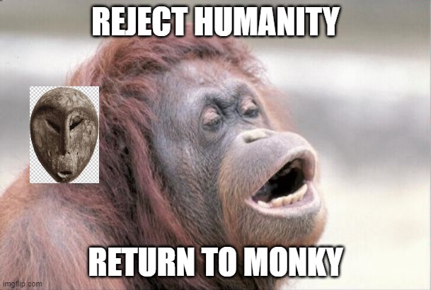 Monkey OOH Meme | REJECT HUMANITY; RETURN TO MONKY | image tagged in memes,monkey ooh | made w/ Imgflip meme maker