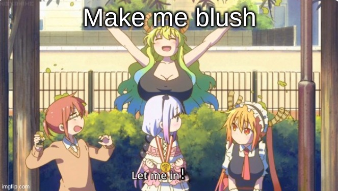 Let me in! | Make me blush | image tagged in let me in,haha no | made w/ Imgflip meme maker