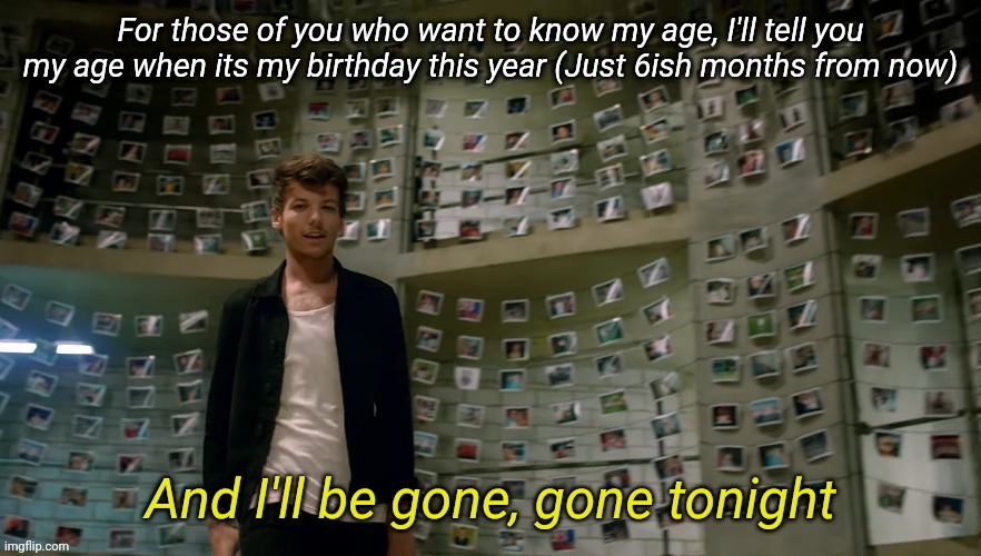 If you already know my age, don't leak it | For those of you who want to know my age, I'll tell you my age when its my birthday this year (Just 6ish months from now) | image tagged in and i'll be gone gone tonight | made w/ Imgflip meme maker