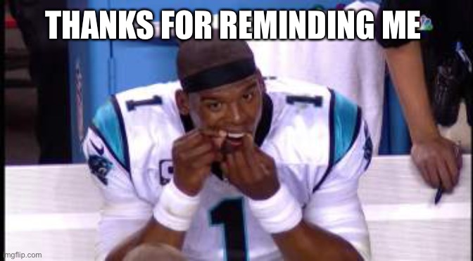 Cam Newton floss. | THANKS FOR REMINDING ME | image tagged in cam newton floss | made w/ Imgflip meme maker