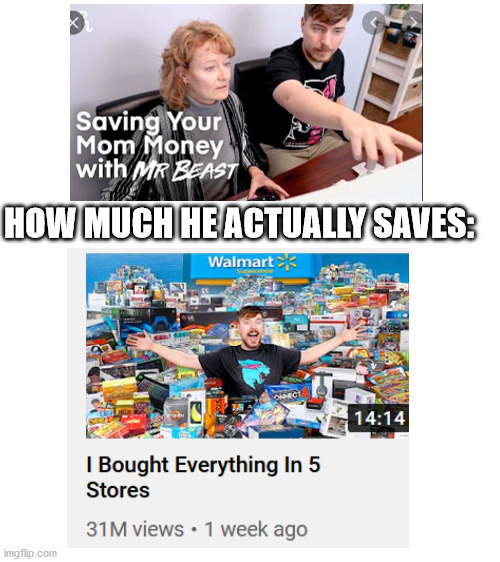 How much MrBeast actually saves: | HOW MUCH HE ACTUALLY SAVES: | image tagged in blank white template | made w/ Imgflip meme maker