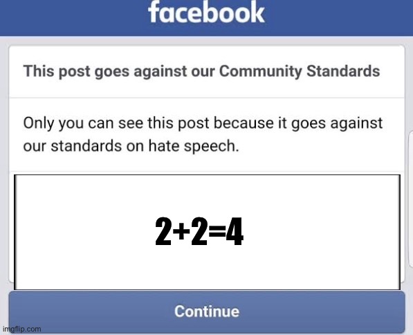 Facebook Jail Fail | 2+2=4 | image tagged in facebook jail fail | made w/ Imgflip meme maker