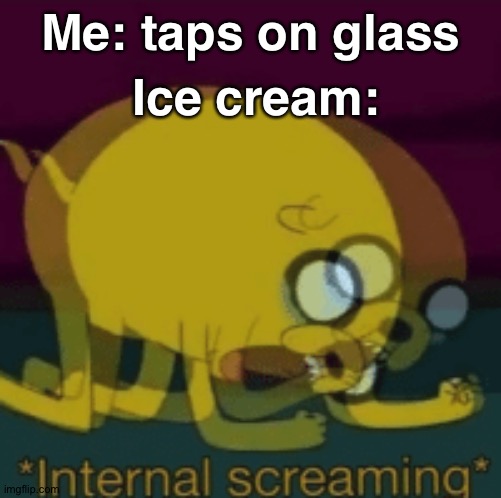 Jake The Dog Internal Screaming | Me: taps on glass Ice cream: | image tagged in jake the dog internal screaming | made w/ Imgflip meme maker