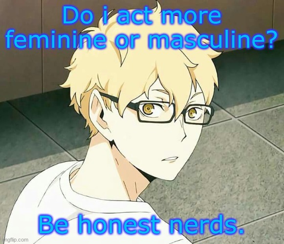 Do i act more feminine or masculine? Be honest nerds. | made w/ Imgflip meme maker