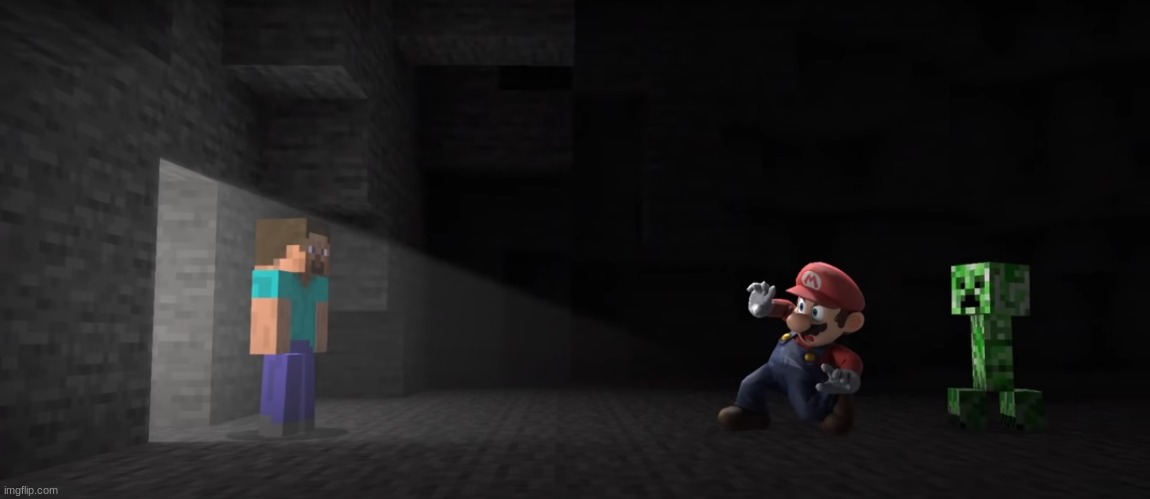 Mario meets Steve and creeper | image tagged in mario meets steve and creeper | made w/ Imgflip meme maker