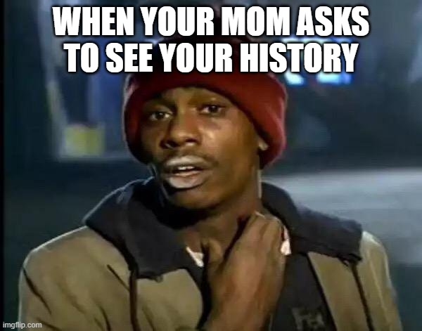 history | WHEN YOUR MOM ASKS TO SEE YOUR HISTORY | image tagged in memes,y'all got any more of that | made w/ Imgflip meme maker