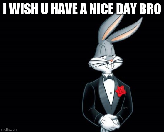 I WISH U HAVE A NICE DAY BRO | image tagged in bugs bunny i wish | made w/ Imgflip meme maker
