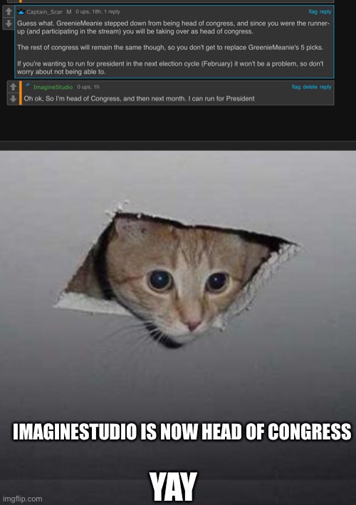 ImagineStudio Is now Head of Congress (More info Below) | IMAGINESTUDIO IS NOW HEAD OF CONGRESS; YAY | made w/ Imgflip meme maker