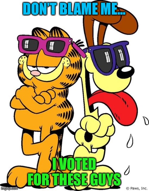 No Blame | DON’T BLAME ME... I VOTED FOR THESE GUYS | image tagged in comics/cartoons,funny animals | made w/ Imgflip meme maker