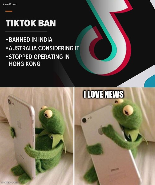 yes we all agree this takes more talent than tik tok gorls | I LOVE NEWS | image tagged in kermit hugging phone | made w/ Imgflip meme maker