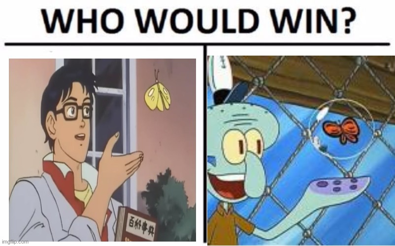 Who Would Win? | image tagged in who would win,memes,is this a pigeon,squidward | made w/ Imgflip meme maker