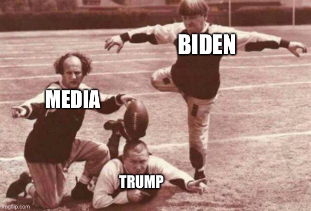 Turns out, Trump was just a useful idiot keeping Joe’s seat warm. Welcome to China. | BIDEN; MEDIA; TRUMP | image tagged in football | made w/ Imgflip meme maker