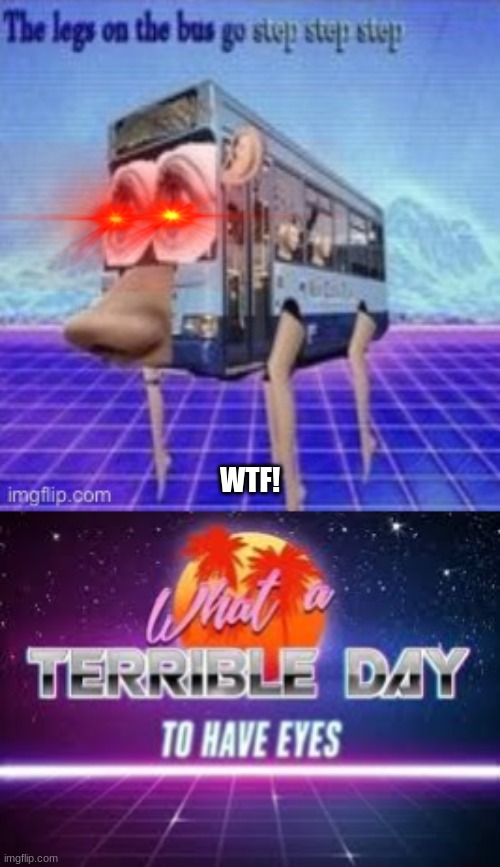 WTF!! | WTF! | image tagged in the legs on the bus go step step,what a terrible day to have eyes | made w/ Imgflip meme maker