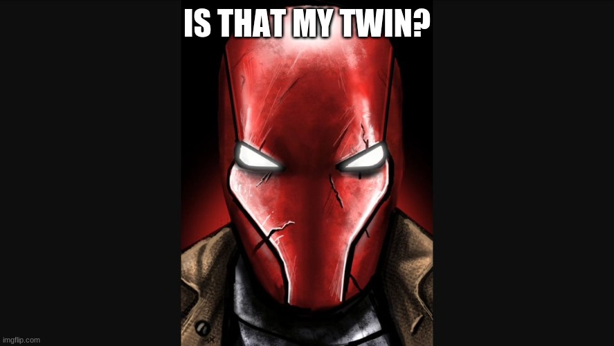 Red Hood | IS THAT MY TWIN? | image tagged in red hood | made w/ Imgflip meme maker
