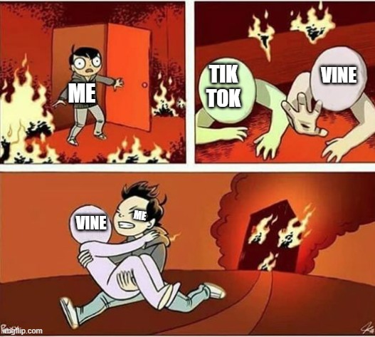 You Can Only Save one From Fire |  VINE; TIK TOK; ME; VINE; ME | image tagged in you can only save one from fire | made w/ Imgflip meme maker