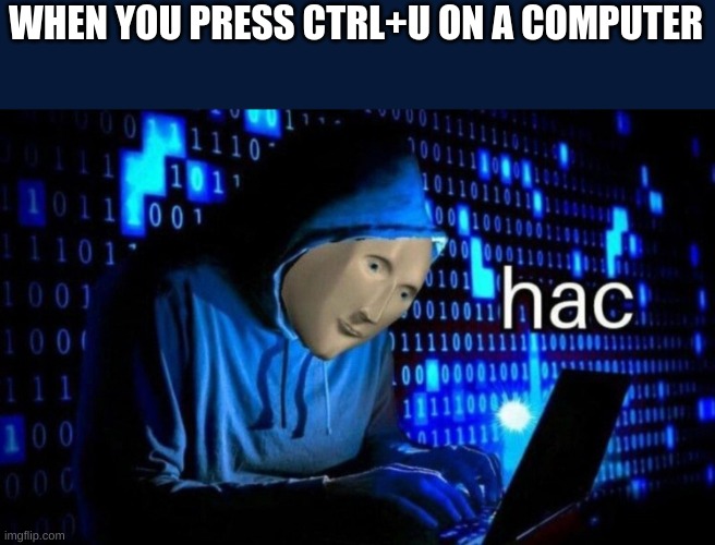 ctrl+u puts up hack screen | WHEN YOU PRESS CTRL+U ON A COMPUTER | image tagged in hac | made w/ Imgflip meme maker