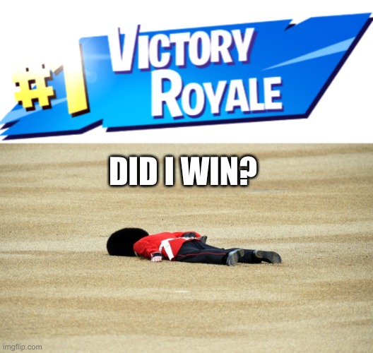 DID I WIN? | image tagged in fortnite victory royale,man down | made w/ Imgflip meme maker