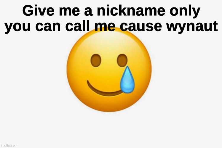 ;-; | Give me a nickname only you can call me cause wynaut | made w/ Imgflip meme maker