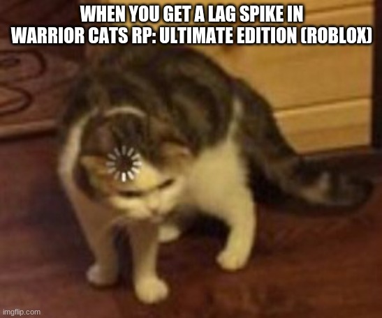 Cat loading | WHEN YOU GET A LAG SPIKE IN WARRIOR CATS RP: ULTIMATE EDITION (ROBLOX) | image tagged in cat loading | made w/ Imgflip meme maker