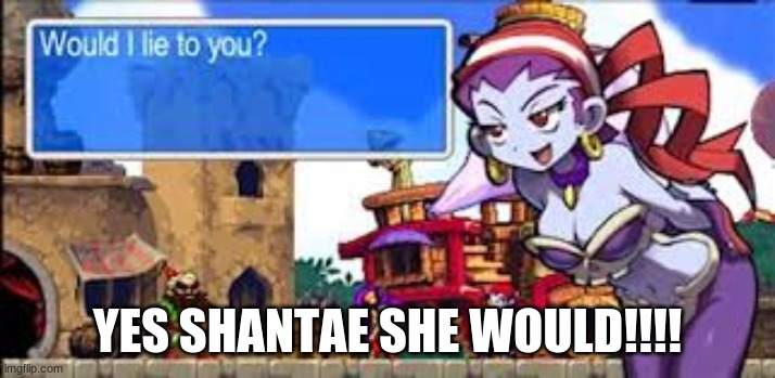 YES | YES SHANTAE SHE WOULD!!!! | image tagged in shantae,risky boots | made w/ Imgflip meme maker
