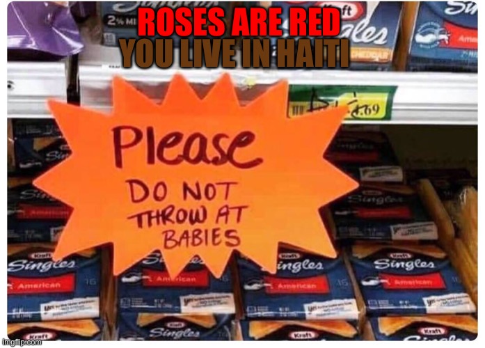 Why... | ROSES ARE RED; YOU LIVE IN HAITI | image tagged in cheese | made w/ Imgflip meme maker