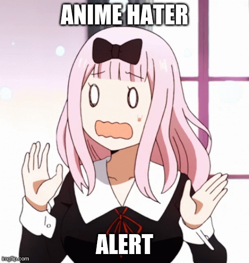  ANIME HATER; ALERT | image tagged in anime,anime meme,anime rock | made w/ Imgflip meme maker