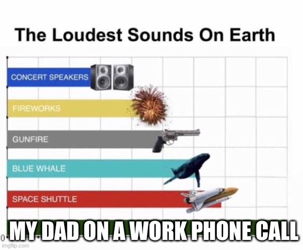 well its kinda true tho | MY DAD ON A WORK PHONE CALL | image tagged in the loudest sounds on earth | made w/ Imgflip meme maker