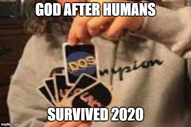 so what now? | GOD AFTER HUMANS; SURVIVED 2020 | image tagged in 2020 | made w/ Imgflip meme maker