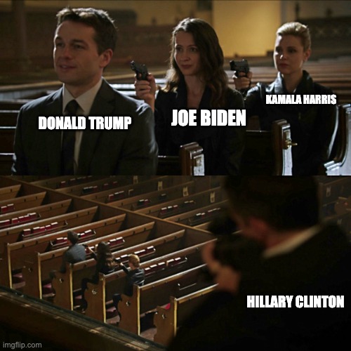 Assassination chain | KAMALA HARRIS; JOE BIDEN; DONALD TRUMP; HILLARY CLINTON | image tagged in assassination chain | made w/ Imgflip meme maker