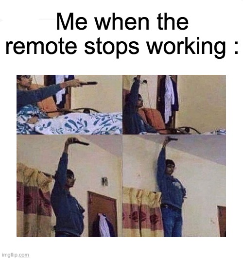 Who else does this? | Me when the remote stops working : | image tagged in remote control,lolz,so true memes,upvote if you agree | made w/ Imgflip meme maker