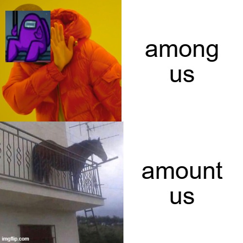 Drake Hotline Bling Meme | among us amount us | image tagged in memes,drake hotline bling | made w/ Imgflip meme maker