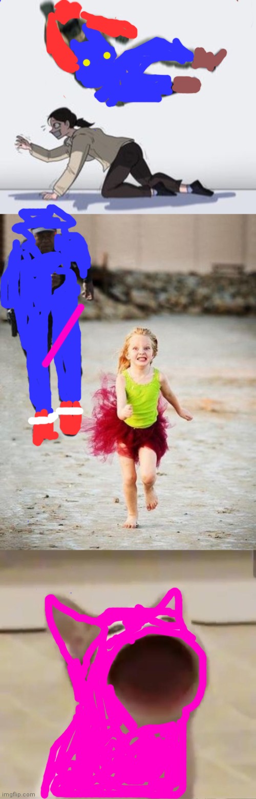 Mario, sonic, and kirby games be like (ignore the line i accidentally drew) | image tagged in normal conversation,little girl runs from cop,pop cat | made w/ Imgflip meme maker