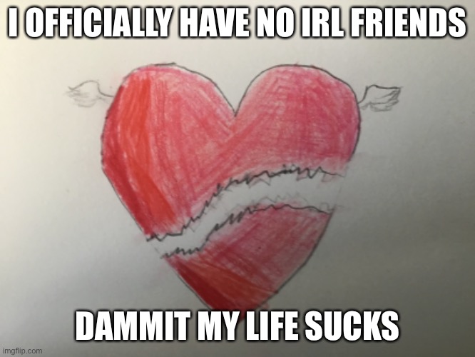 :l | I OFFICIALLY HAVE NO IRL FRIENDS; DAMMIT MY LIFE SUCKS | made w/ Imgflip meme maker