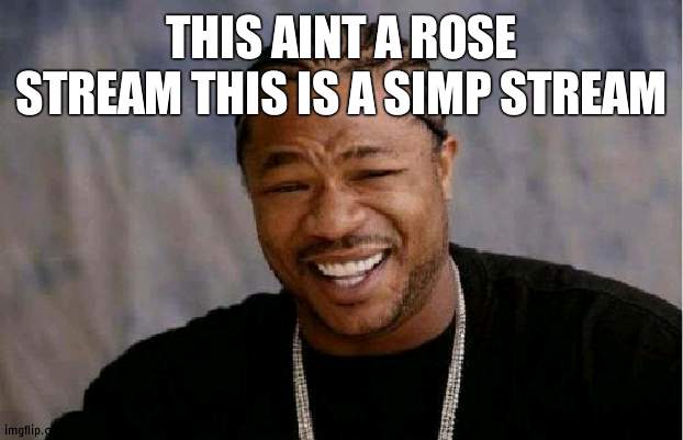pfft | THIS AINT A ROSE STREAM THIS IS A SIMP STREAM | image tagged in memes,yo dawg heard you | made w/ Imgflip meme maker