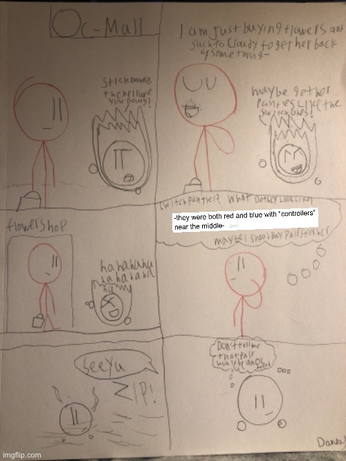 Here’s a comic of Stickdanny shopping. | image tagged in stickdanny,fireball,ocs,comic | made w/ Imgflip meme maker