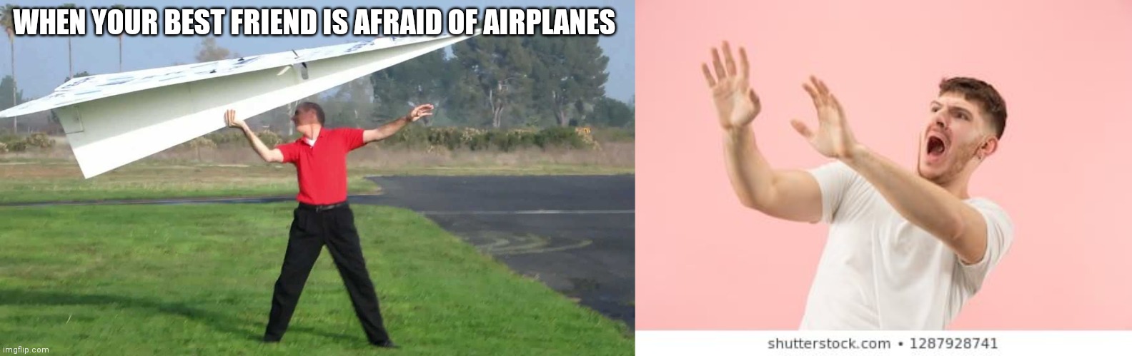 Afraid of planes | WHEN YOUR BEST FRIEND IS AFRAID OF AIRPLANES | image tagged in airplanes | made w/ Imgflip meme maker