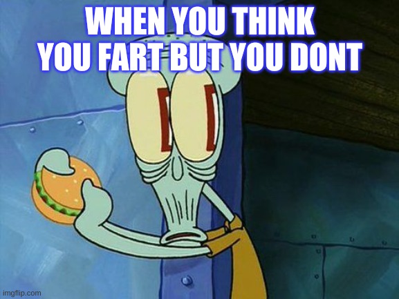 oh no |  WHEN YOU THINK YOU FART BUT YOU DONT | image tagged in oh shit squidward | made w/ Imgflip meme maker