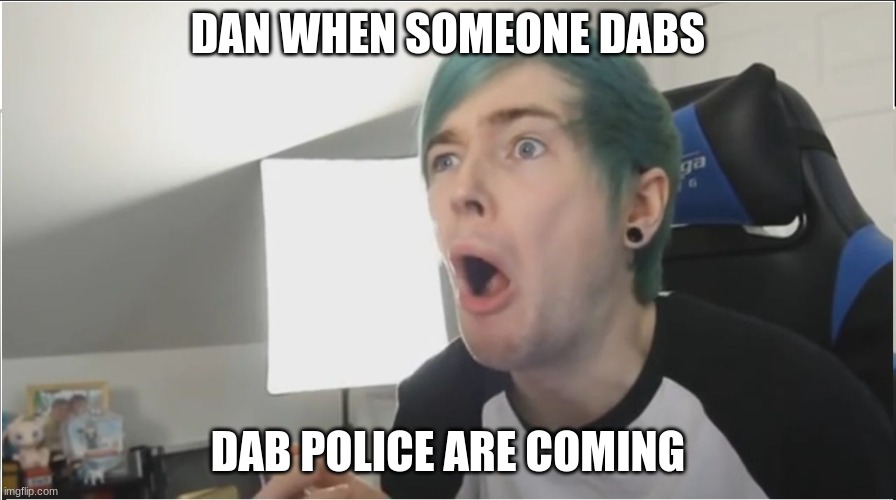 DanTDM sour | DAN WHEN SOMEONE DABS; DAB POLICE ARE COMING | image tagged in dantdm sour | made w/ Imgflip meme maker