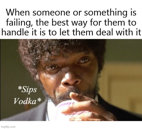 When someone or something is failing, the best way for them to handle it is to let them deal with it | image tagged in best way to deal with failure | made w/ Imgflip meme maker