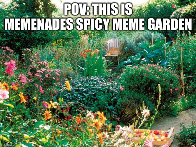 garden | POV: THIS IS MEMENADES SPICY MEME GARDEN | image tagged in garden | made w/ Imgflip meme maker