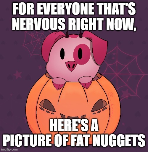 FOR EVERYONE THAT'S NERVOUS RIGHT NOW, HERE'S A PICTURE OF FAT NUGGETS | image tagged in hazbin hotel,cute,uwu | made w/ Imgflip meme maker