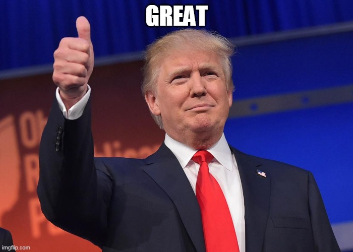 you're a good creator | GREAT | image tagged in donald trump | made w/ Imgflip meme maker