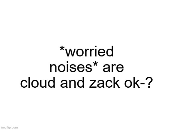 Blank White Template | *worried noises* are cloud and zack ok-? | image tagged in blank white template | made w/ Imgflip meme maker
